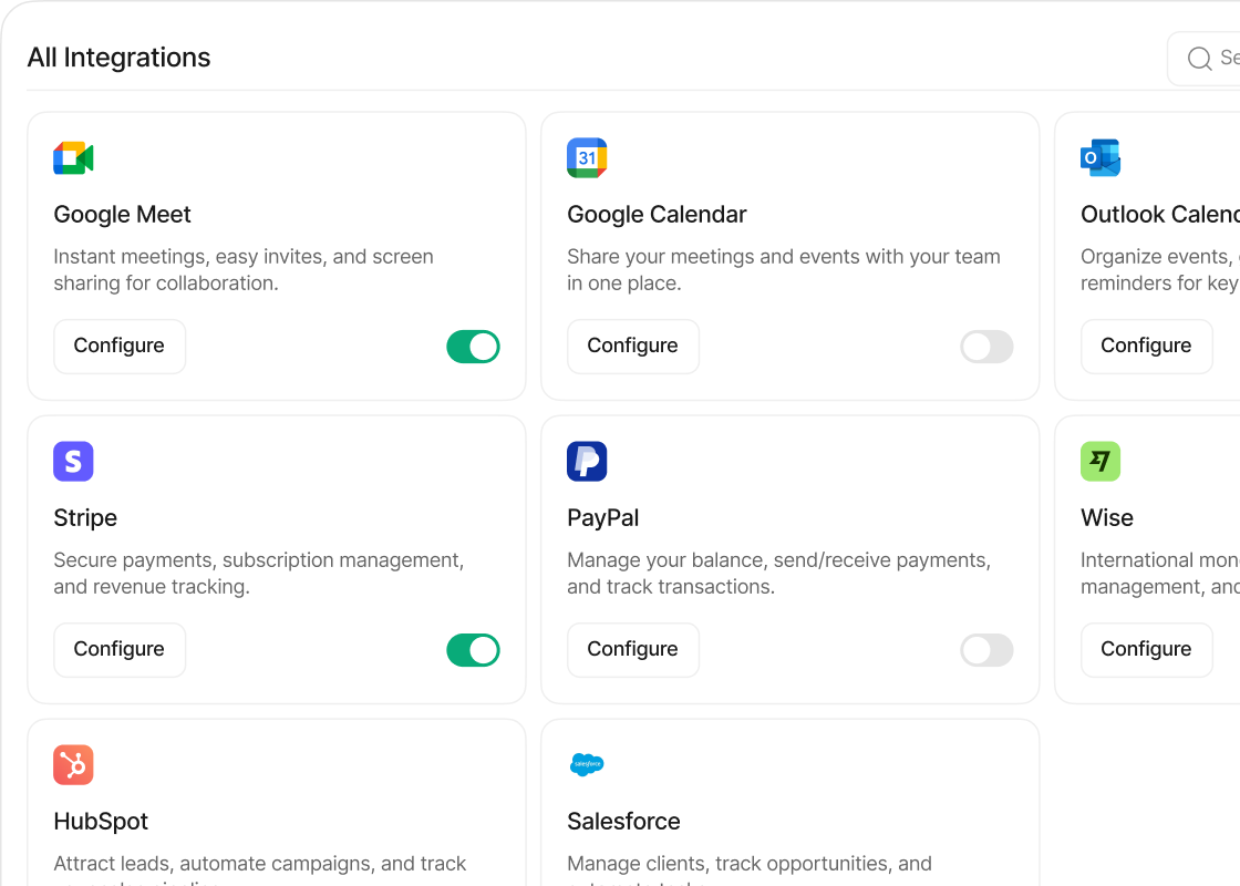 All Integrations Dashboard